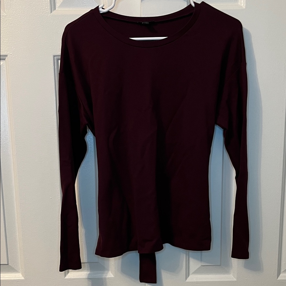 Express Heavy Long Sleeve Shirt Tie Back‎ Maroon Red Size S